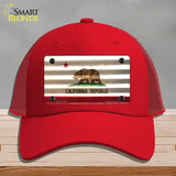 California Corrugated Flag Novelty License Plate Hat Mesh / Red