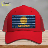 Georgia Corrugated Flag Novelty License Plate Hat Mesh / Red