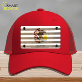 Illinois Corrugated Flag Novelty License Plate Hat Mesh / Red