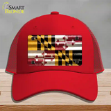 Maryland Corrugated Flag Novelty License Plate Hat Mesh / Red