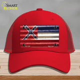 Mississippi Corrugated Flag Novelty License Plate Hat Mesh / Red