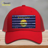 Montana Corrugated Flag Novelty License Plate Hat Mesh / Red