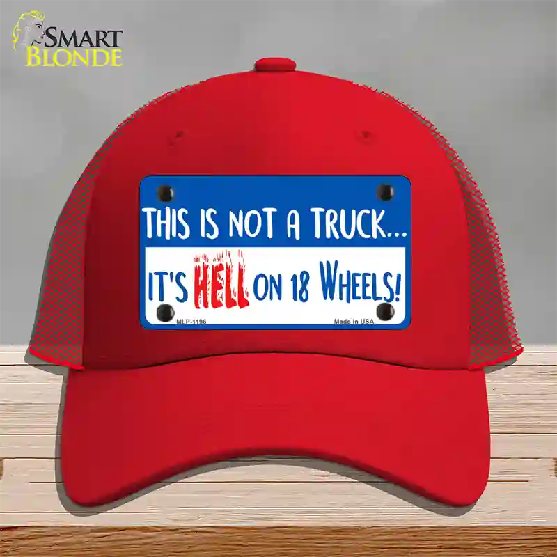 Hell On 18 Wheels Novelty License Plate Hat Mesh / Red