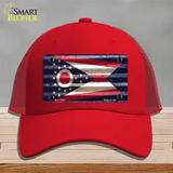 Ohio Corrugated Flag Novelty License Plate Hat Mesh / Red