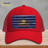 Pennsylvania Corrugated Flag Novelty License Plate Hat Mesh / Red