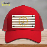 Rhode Island Corrugated Flag Novelty License Plate Hat Mesh / Red