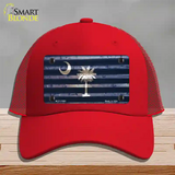 South Carolina Corrugated Flag Novelty License Plate Hat Mesh / Red