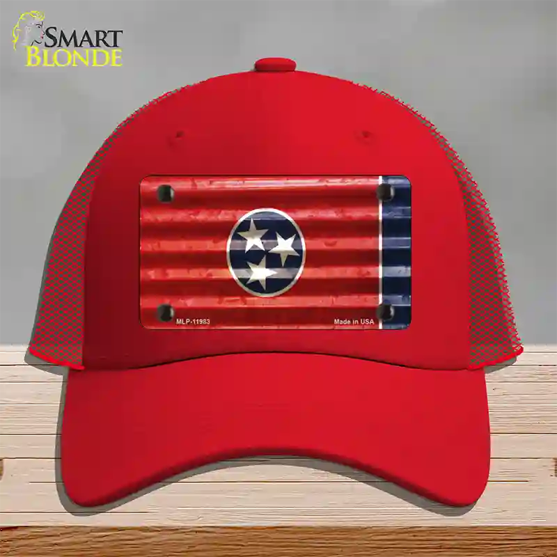 Tennessee Corrugated Flag Novelty License Plate Hat Mesh / Red