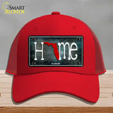 Florida Home State Outline Novelty License Plate Hat Mesh / Red