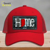 Indiana Home State Outline Novelty License Plate Hat Mesh / Red