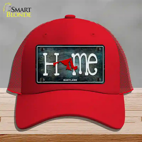 Maryland Home State Outline Novelty License Plate Hat Mesh / Red