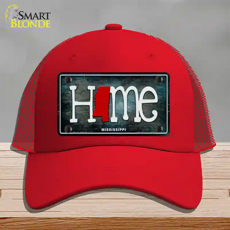 Mississippi Home State Outline Novelty License Plate Hat Mesh / Red