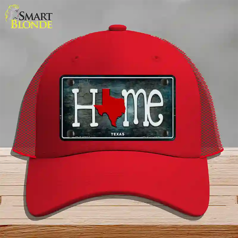 Texas Home State Outline Novelty License Plate Hat Mesh / Red