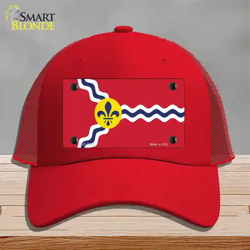 St. Louis State Flag Missouri Novelty License Plate Hat Mesh / Red