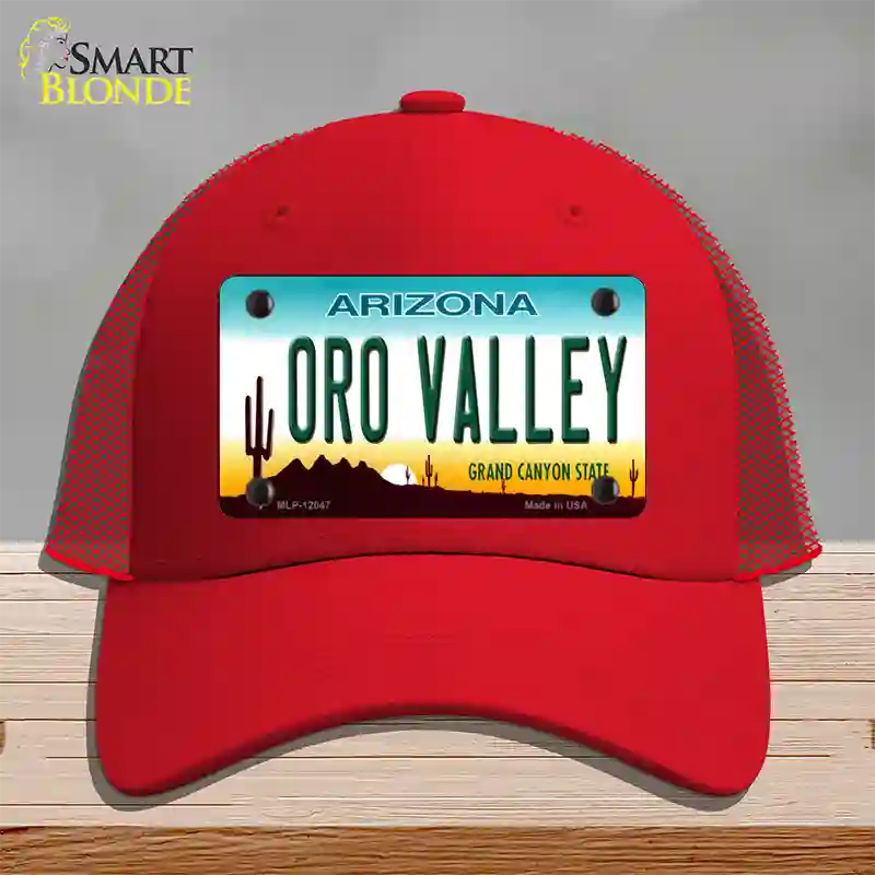 Oro Valley Arizona Novelty License Plate Hat Mesh / Red