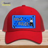 Dogs Rule Novelty License Plate Hat Tag Mesh / Red