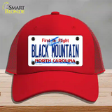 Black Mountain North Carolina Novelty License Plate Hat Mesh / Red