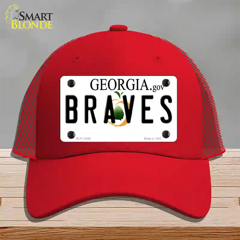 Georgia Braves Novelty License Plate Hat Mesh / Red