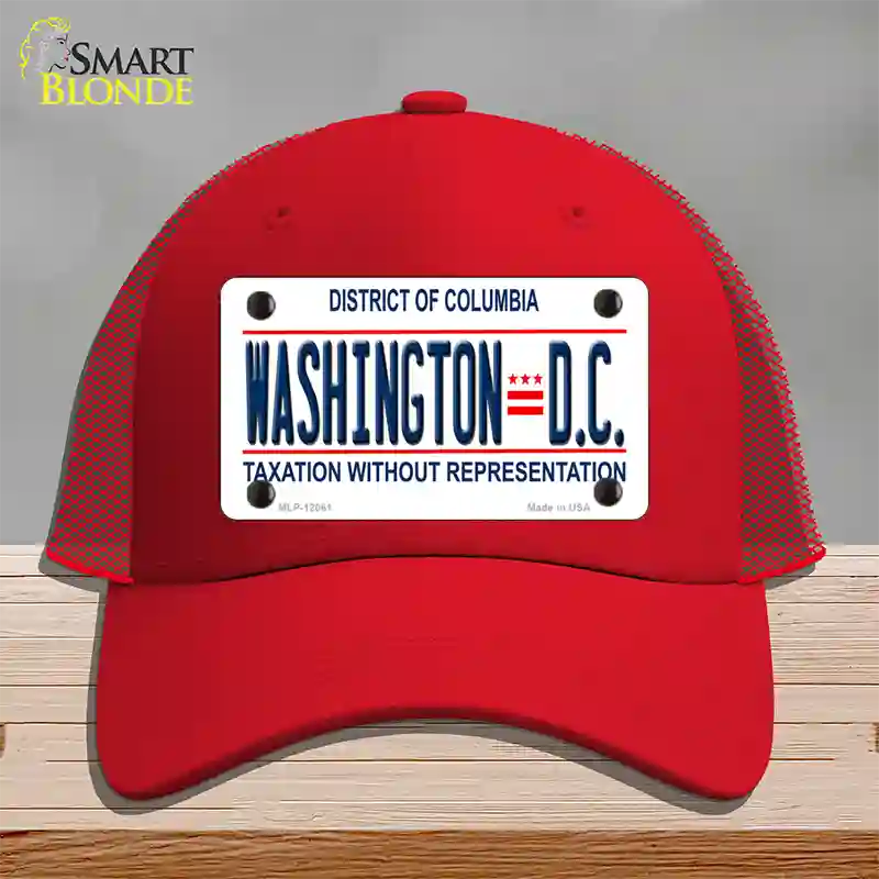 District Of Columbia Novelty License Plate Hat Mesh / Red