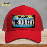 Nevada Virginia City Novelty License Plate Hat Mesh / Red