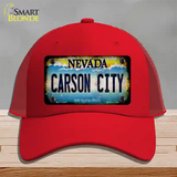 Nevada Carson City Novelty License Plate Hat Mesh / Red