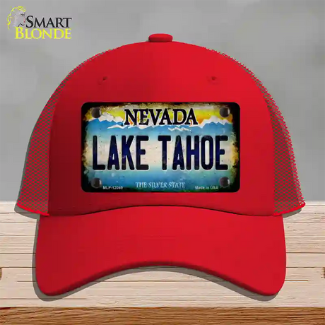 Nevada Lake Tahoe Novelty License Plate Hat Mesh / Red