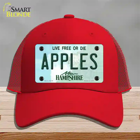 Apples New Hampshire State Novelty License Plate Hat Mesh / Red