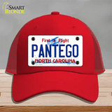 Pantego North Carolina State Novelty License Plate Hat Mesh / Red