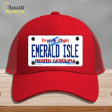 Emerald Island North Carolina State Novelty License Plate Hat Mesh / Red