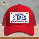 Stokes North Carolina State Novelty License Plate Hat Mesh / Red