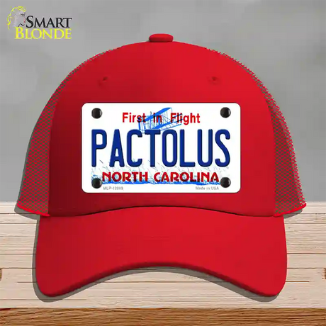 Pactolus North Carolina State Novelty License Plate Hat Mesh / Red