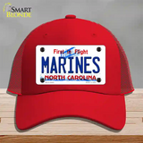 Marines North Carolina State Novelty License Plate Hat Mesh / Red