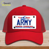 Army North Carolina State Novelty License Plate Hat Mesh / Red