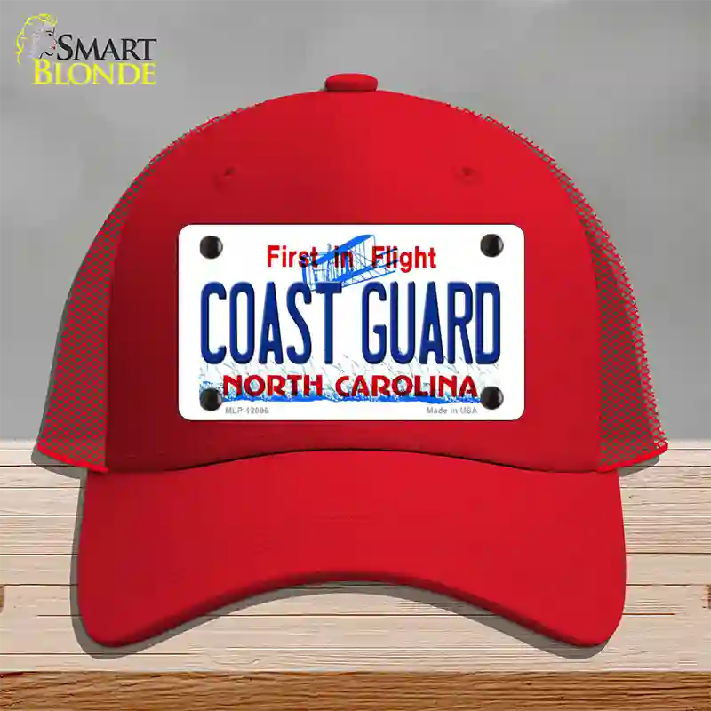 Coast Guard North Carolina State Novelty License Plate Hat Mesh / Red