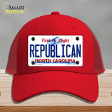 Republican North Carolina State Novelty License Plate Hat Mesh / Red