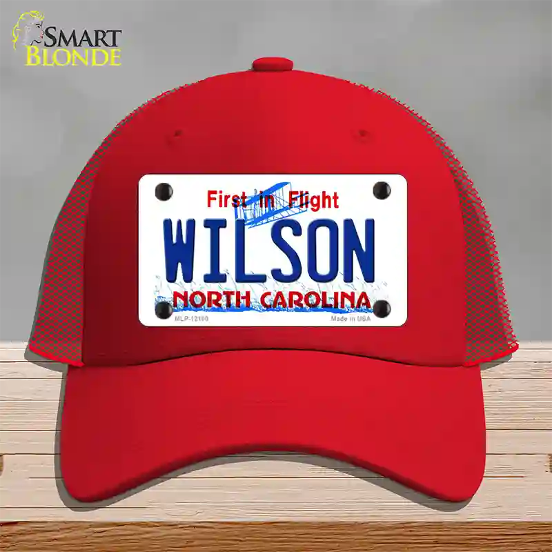 Wilson North Carolina State Novelty License Plate Hat Mesh / Red