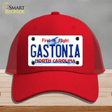 Gastonia North Carolina State Novelty License Plate Hat Mesh / Red