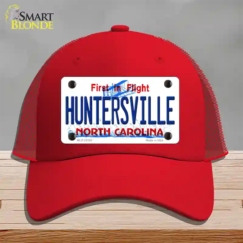 Huntersville North Carolina State Novelty License Plate Hat Mesh / Red