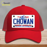 Chowan North Carolina State Novelty License Plate Hat Mesh / Red