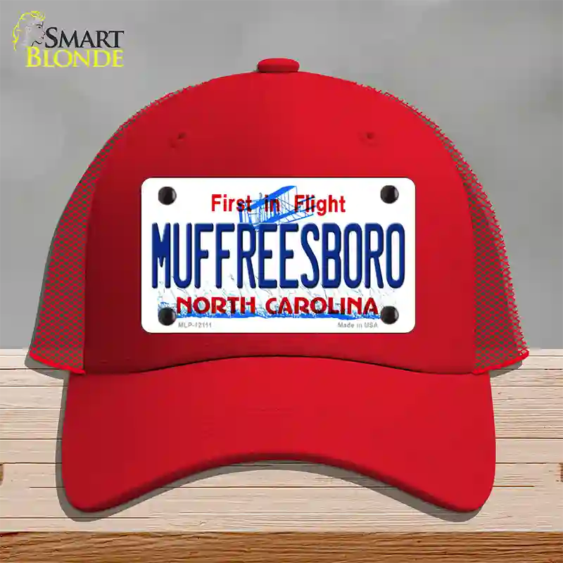 Muffreesboro North Carolina State Novelty License Plate Hat Mesh / Red