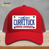 Currituck North Carolina State Novelty License Plate Hat Mesh / Red