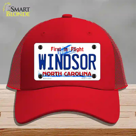 Windsor North Carolina State Novelty License Plate Hat Mesh / Red