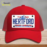 Hertford North Carolina State Novelty License Plate Hat Mesh / Red