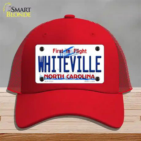 Whiteville North Carolina State Novelty License Plate Hat Mesh / Red