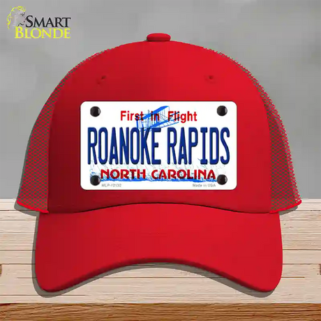 Roanoke Rapids North Carolina State Novelty License Plate Hat Mesh / Red