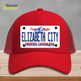 Elizabeth City North Carolina State Novelty License Plate Hat Mesh / Red