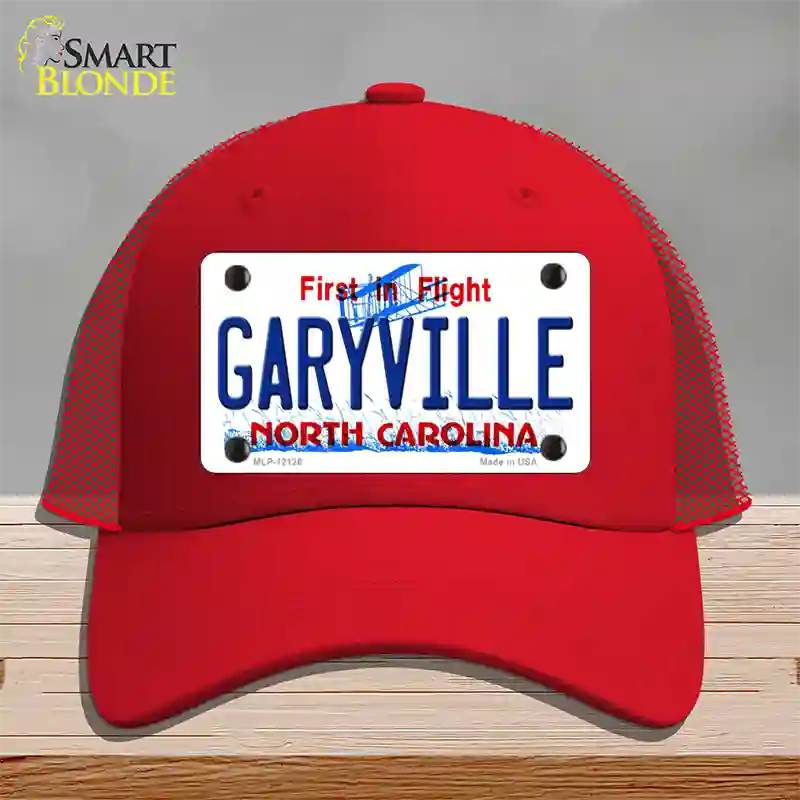 Garyville North Carolina State Novelty License Plate Hat Mesh / Red