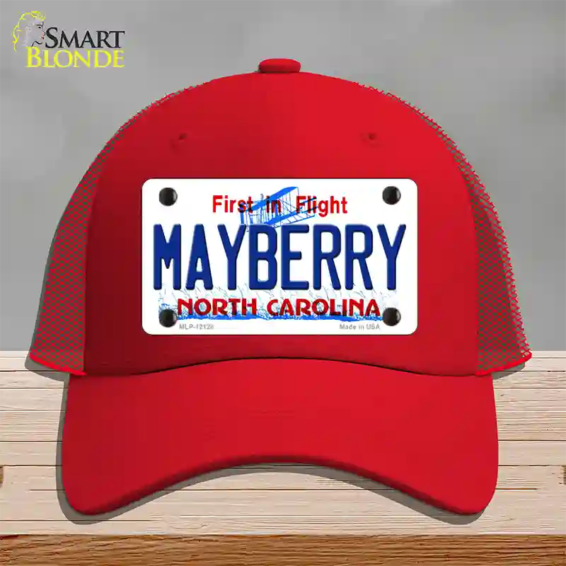 Mayberry North Carolina State Novelty License Plate Hat Mesh / Red