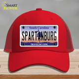 Spartanburg South Carolina State Novelty License Plate Hat Mesh / Red