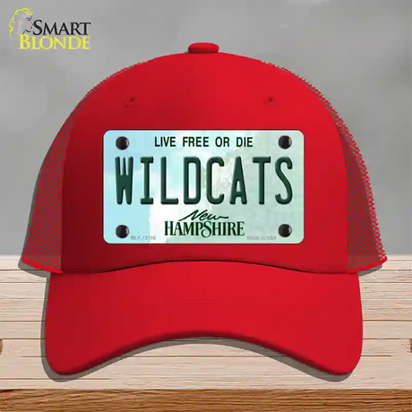 Wildcats New Hampshire Novelty License Plate Hat Mesh / Red